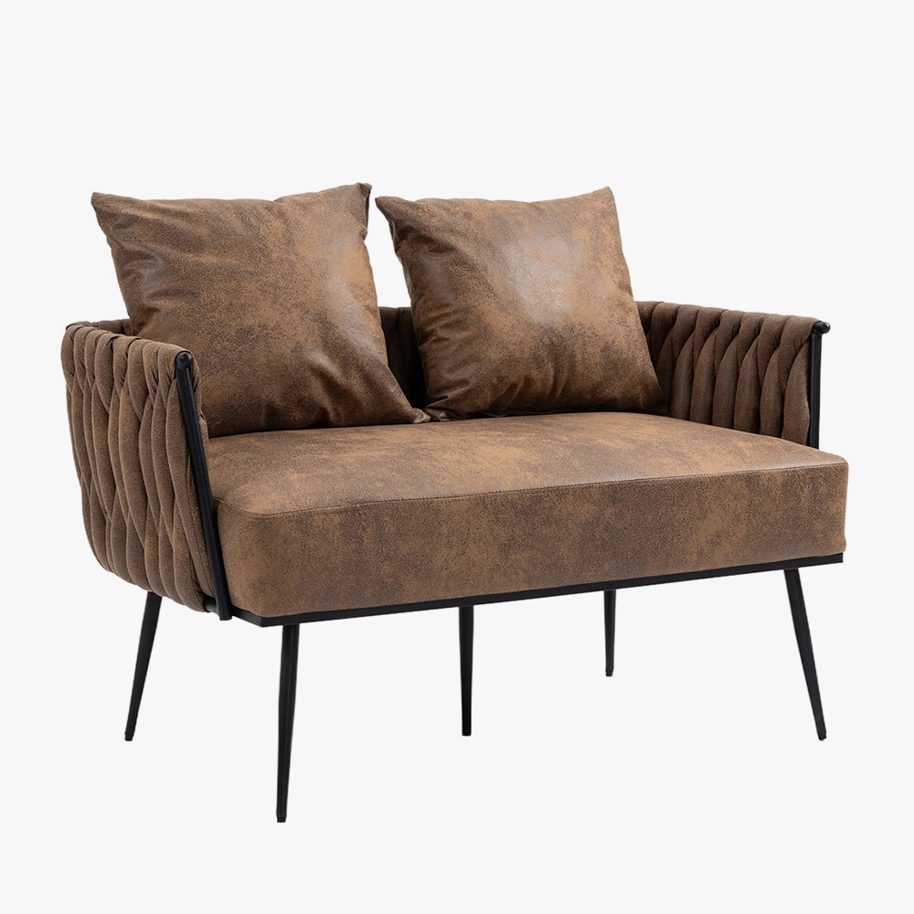 Coolmore Velvet Accent Sofa with Metal Frame – Modern Upholstered Arm Sofa – Image 2